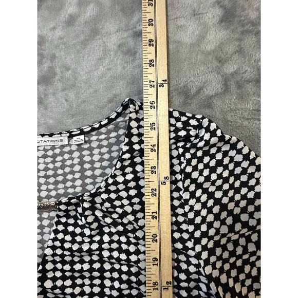 Notations Women’s XL Black White Geometric Print Top Gold Bar Neck Short Sleeve - Picture 7 of 7